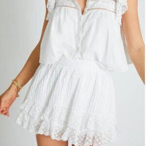 LoveShackFancy Toya Skirt in White Size M